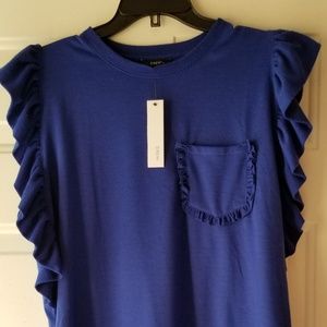 NWT DREW Blue Ruffled Top